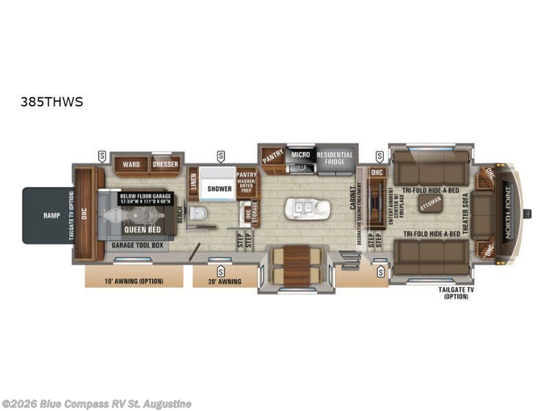 2019 Jayco North Point 385THWS - Used Fifth Wheel For Sale by Blue Compass RV St. Augustine in St. Augustine, Florida features Slideout