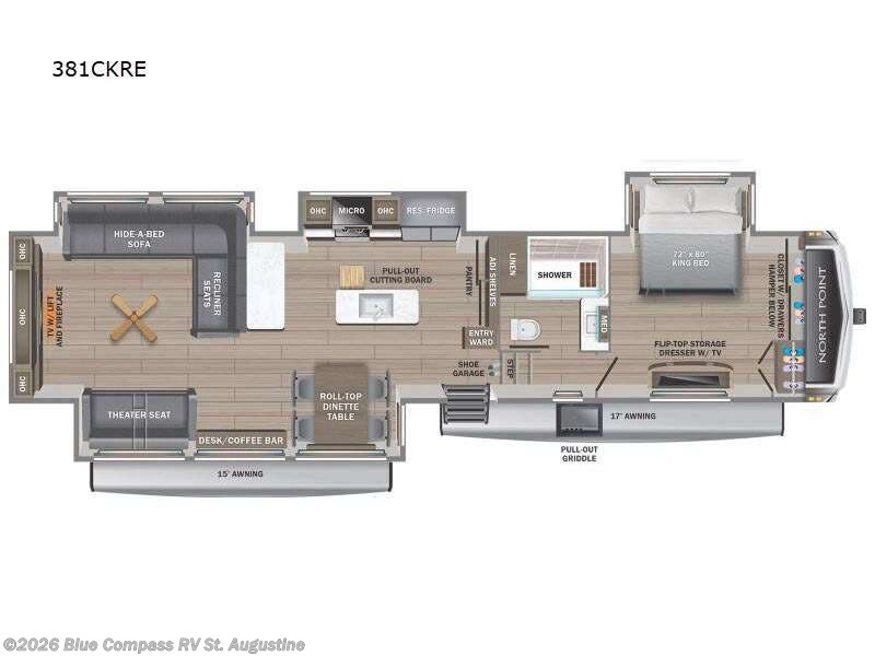 2025 Jayco North Point 381CKRE - New Fifth Wheel For Sale by Blue Compass RV St. Augustine in St. Augustine, Florida features Slideout