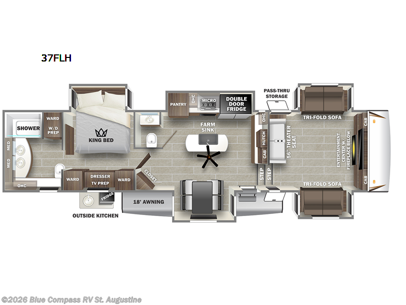 2022 Forest River Sabre 37fll - Used Fifth Wheel For Sale by Blue Compass RV St. Augustine in St. Augustine, Florida features Slideout