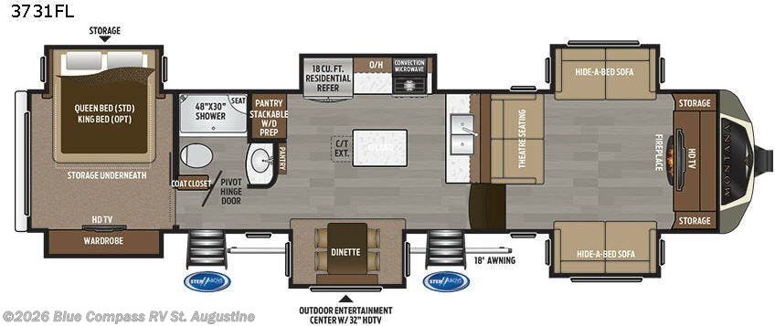 2017 Keystone Montana 3731 FL - Used Fifth Wheel For Sale by Blue Compass RV St. Augustine in St. Augustine, Florida features Slideout