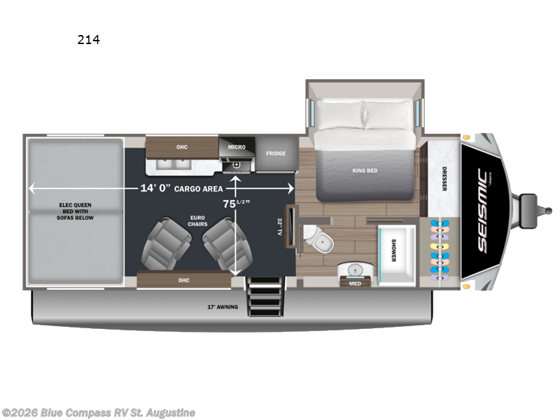 2026 Jayco Seismic 214 - New Toy Hauler For Sale by Blue Compass RV St. Augustine in St. Augustine, Florida features Slideout