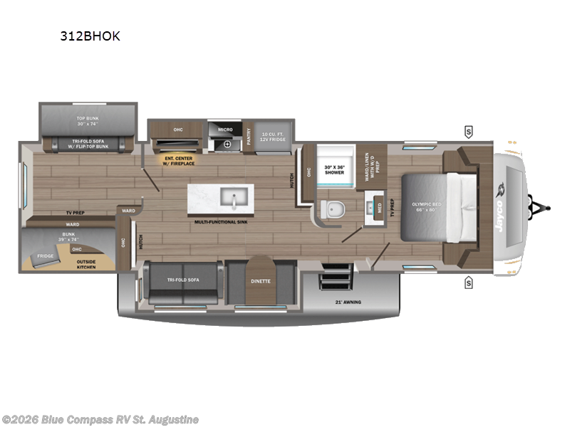 2027 Jayco Eagle 312BHOK - New Travel Trailer For Sale by Blue Compass RV St. Augustine in St. Augustine, Florida features Slideout