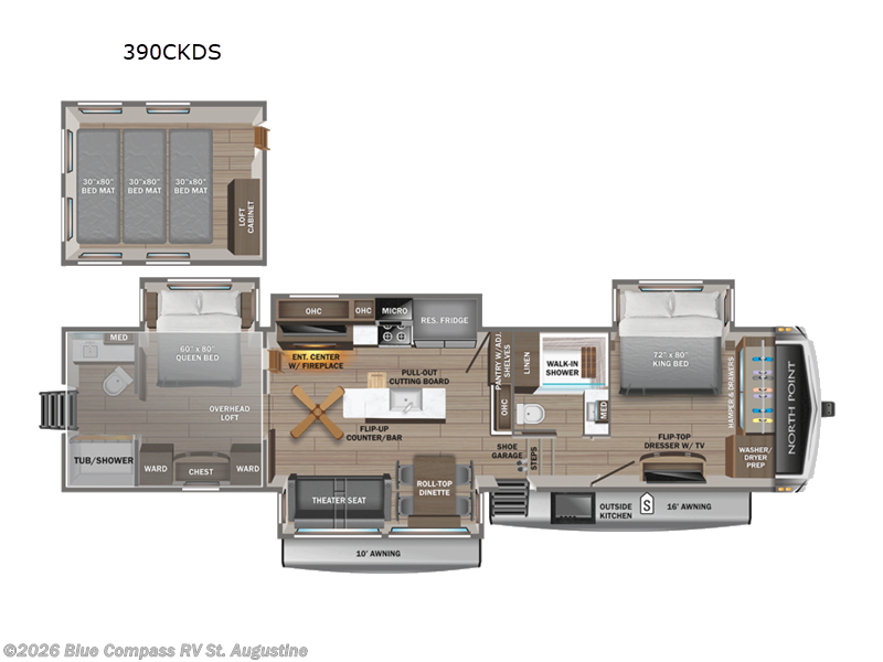 2026 Jayco North Point 390CKDS - New Fifth Wheel For Sale by Blue Compass RV St. Augustine in St. Augustine, Florida features Slideout
