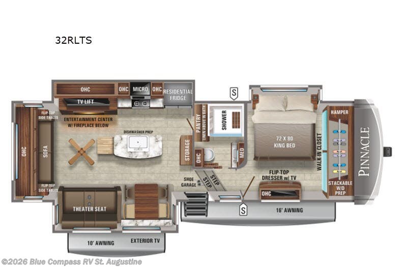 2021 Jayco Pinnacle 32RLTS - Used Fifth Wheel For Sale by Blue Compass RV St. Augustine in St. Augustine, Florida features Slideout