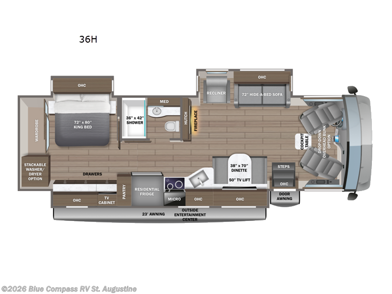 2027 Jayco Precept Prestige 36H - New Class A For Sale by Blue Compass RV St. Augustine in St. Augustine, Florida features Slideout