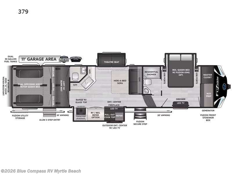 2022 Keystone Fuzion 379 - Used Fifth Wheel For Sale by Blue Compass RV Myrtle Beach in Myrtle Beach, South Carolina features Slideout