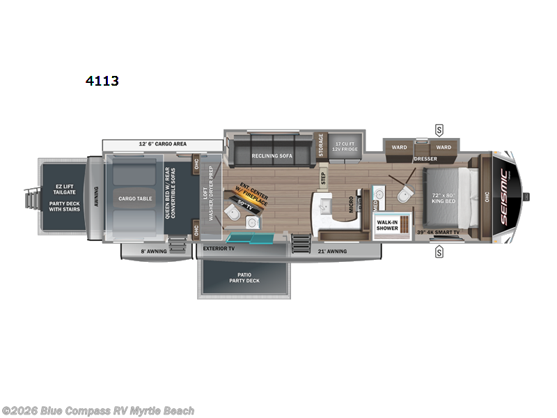 2023 Jayco Seismic Luxury Series 4113 - Used Toy Hauler For Sale by Blue Compass RV Myrtle Beach in Myrtle Beach, South Carolina features Slideout