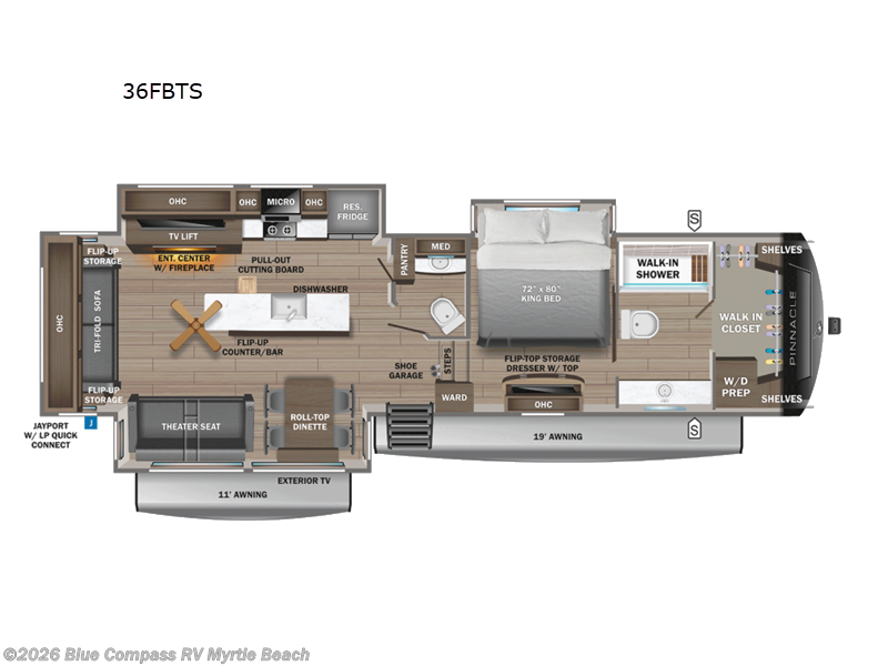 2026 Jayco Pinnacle 36FBTS - New Fifth Wheel For Sale by Blue Compass RV Myrtle Beach in Myrtle Beach, South Carolina features Slideout