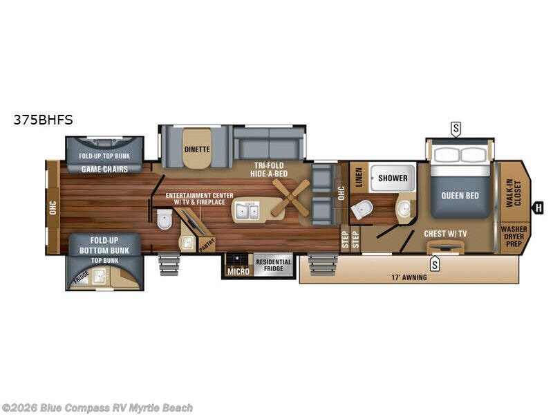 2018 Jayco North Point 375BHFS - Used Fifth Wheel For Sale by Blue Compass RV Myrtle Beach in Myrtle Beach, South Carolina features Slideout