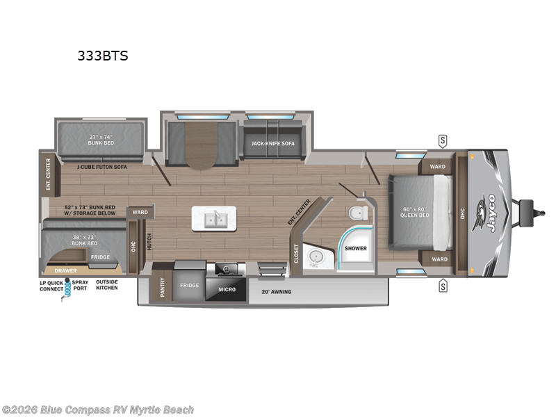 2026 Jayco Jay Flight SLX 333BTS - New Travel Trailer For Sale by Blue Compass RV Myrtle Beach in Myrtle Beach, South Carolina features Slideout