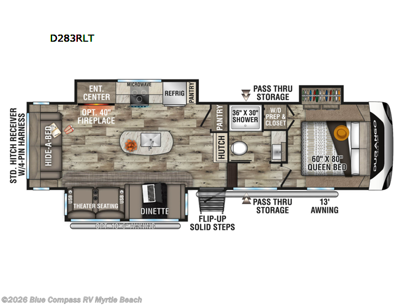 2023 K-Z Durango Half-Ton D283RLT - Used Fifth Wheel For Sale by Blue Compass RV Myrtle Beach in Myrtle Beach, South Carolina features Slideout