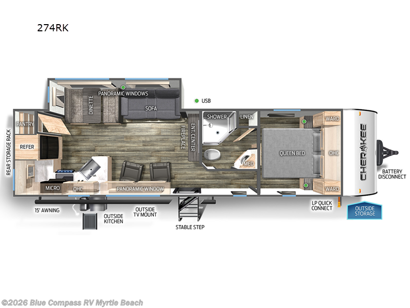 2024 Forest River Cherokee 274RK - Used Travel Trailer For Sale by Blue Compass RV Myrtle Beach in Myrtle Beach, South Carolina features Slideout