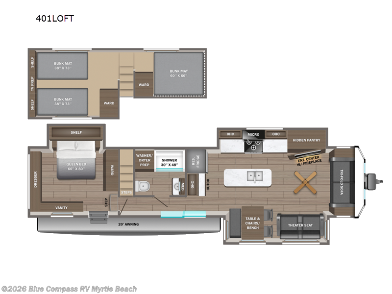 2027 Jayco Jay Flight Bungalow 401LOFT - New Travel Trailer For Sale by Blue Compass RV Myrtle Beach in Myrtle Beach, South Carolina features Slideout