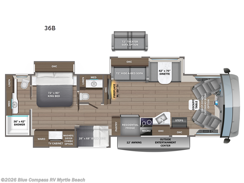 2027 Entegra Coach Emblem 36B - New Class A For Sale by Blue Compass RV Myrtle Beach in Myrtle Beach, South Carolina features Slideout
