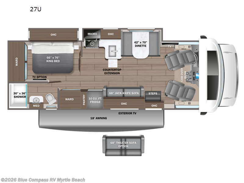 2027 Entegra Coach Odyssey 27U - New Class C For Sale by Blue Compass RV Myrtle Beach in Myrtle Beach, South Carolina features Slideout