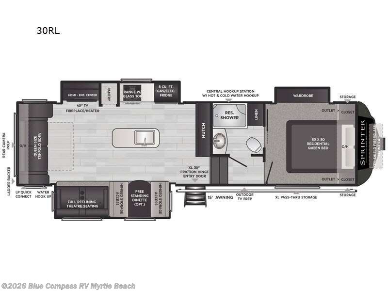 2021 Keystone Sprinter 30RL - Used Fifth Wheel For Sale by Blue Compass RV Myrtle Beach in Myrtle Beach, South Carolina features Slideout