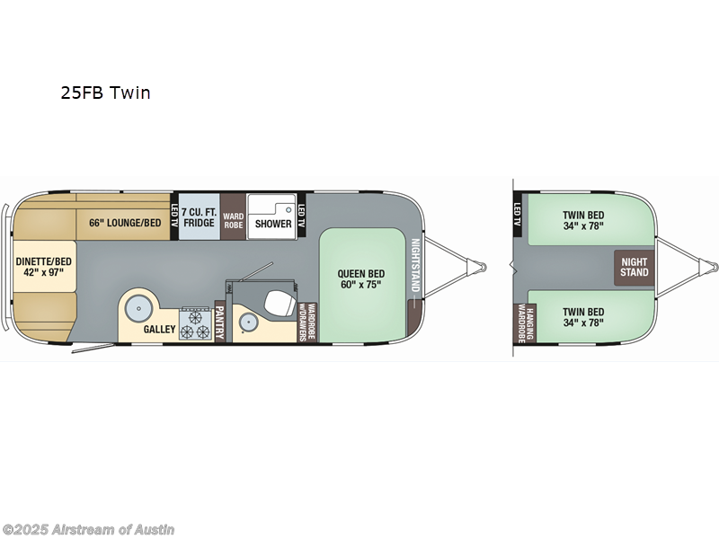 2025 Airstream Trade Wind 25FB Twin - Used Travel Trailer For Sale by Airstream of Austin in Buda, Texas