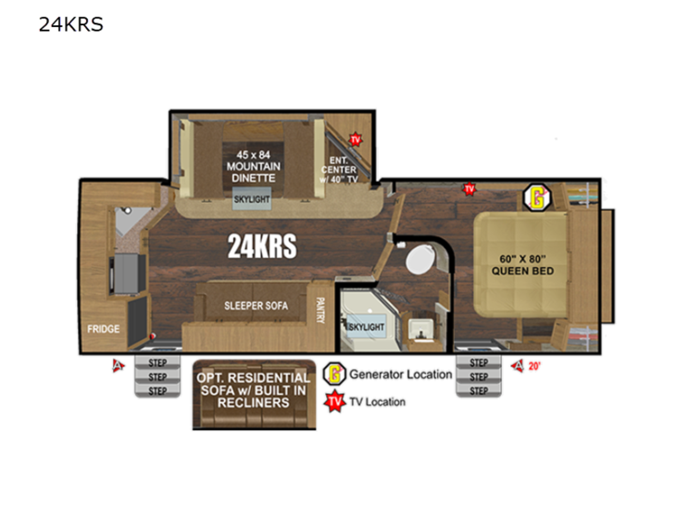 Floorplan of 2025 Outdoors RV Back Country Series 24KRS