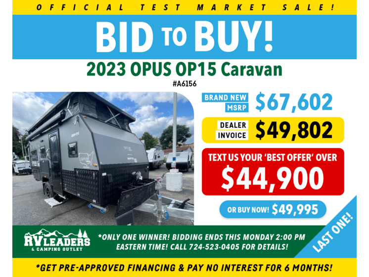 New 2023 OPUS OP15 Caravan available in Adamsburg, Pennsylvania