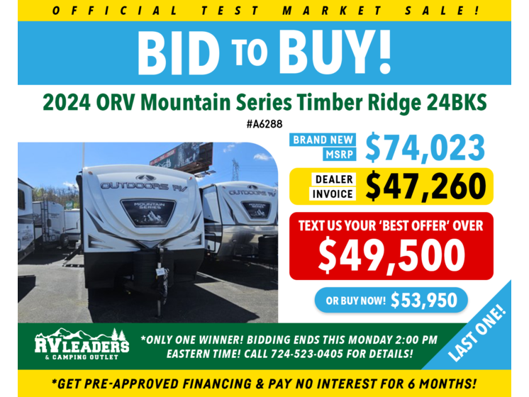 New 2024 Outdoors RV Mountain Series Timber Ridge 24BKS available in Adamsburg, Pennsylvania