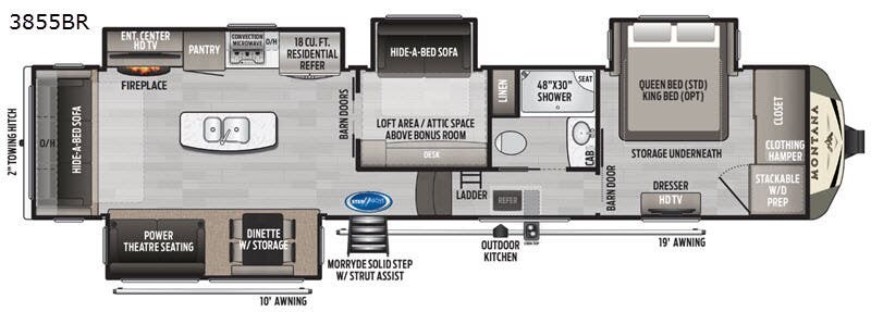 2020 Keystone Montana 3855BR - Used Fifth Wheel For Sale by RV Leaders & Camping Outlet in Adamsburg, Pennsylvania features Slideout