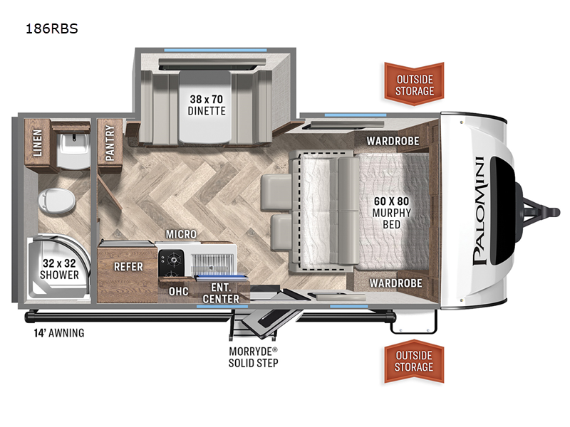 2024 Palomino PaloMini 186RBS - New Travel Trailer For Sale by RV Leaders & Camping Outlet in Adamsburg, Pennsylvania features Slideout