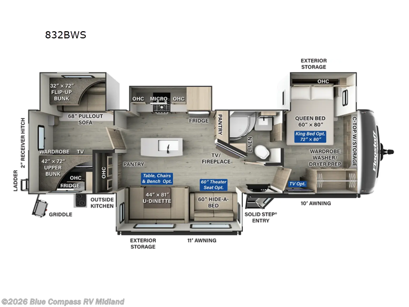 2025 Forest River Flagstaff Classic 832BWS - New Travel Trailer For Sale by Blue Compass RV Midland in Midland, Michigan features Slideout