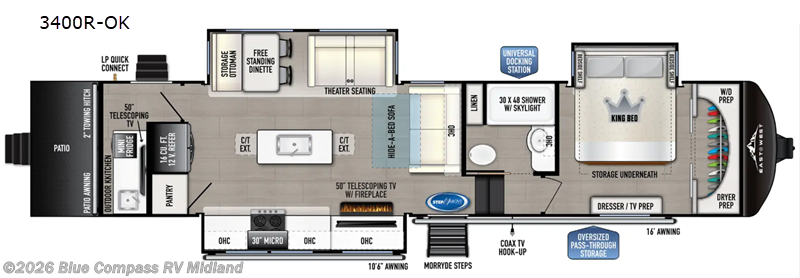 2026 East to West Blackthorn 3400R-OK - New Fifth Wheel For Sale by Blue Compass RV Midland in Midland, Michigan features Slideout