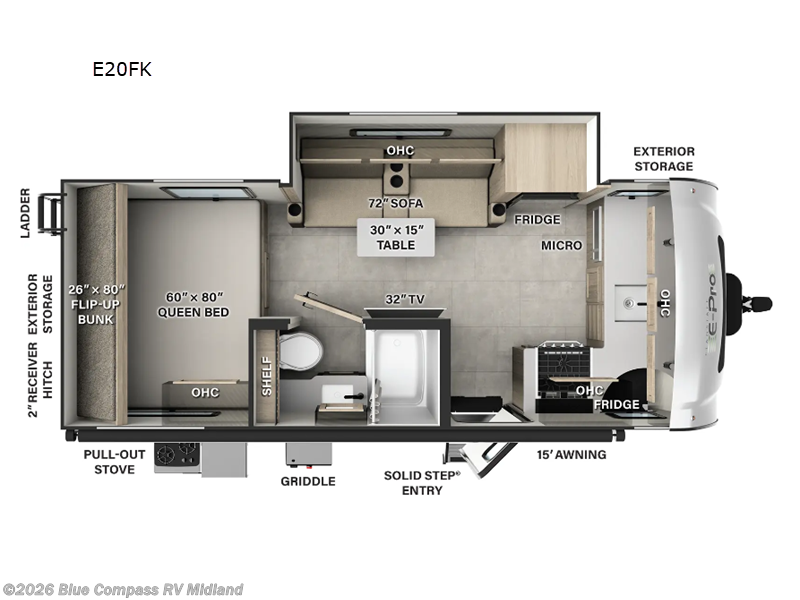 2026 Forest River Flagstaff E-Pro E20FK - New Travel Trailer For Sale by Blue Compass RV Midland in Midland, Michigan features Slideout
