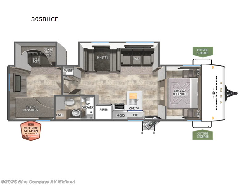 2026 Forest River Puma Camping Edition 305BHCE - New Travel Trailer For Sale by Blue Compass RV Midland in Midland, Michigan features Slideout