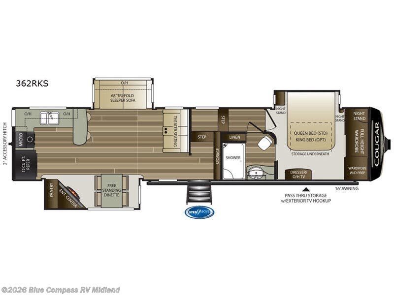 2019 Keystone Cougar 362RKS - Used Fifth Wheel For Sale by Blue Compass RV Midland in Midland, Michigan features Slideout