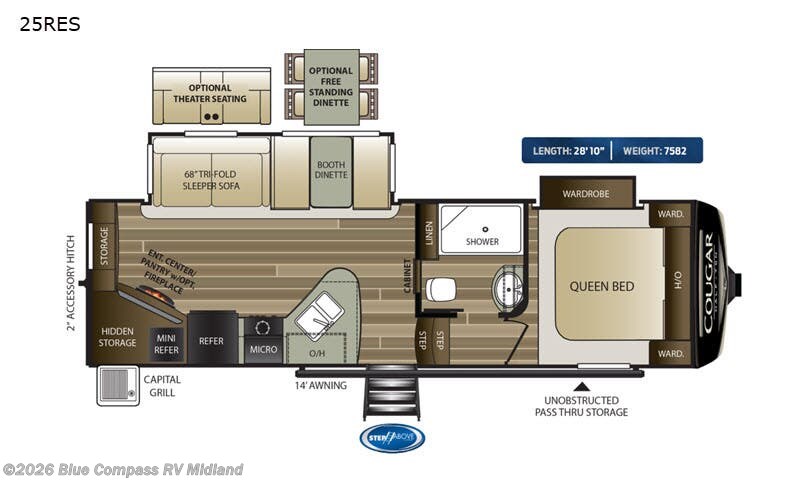 2020 Keystone Cougar 25RES - Used Fifth Wheel For Sale by Blue Compass RV Midland in Midland, Michigan features Slideout