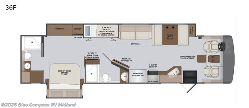 2019 Holiday Rambler Vacationer 36F - Used Class A For Sale by Blue Compass RV Midland in Midland, Michigan features Slideout