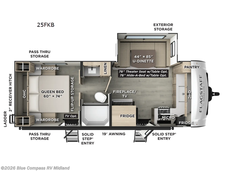 2026 Forest River Flagstaff Micro Lite 25FKB - New Travel Trailer For Sale by Blue Compass RV Midland in Midland, Michigan features Slideout