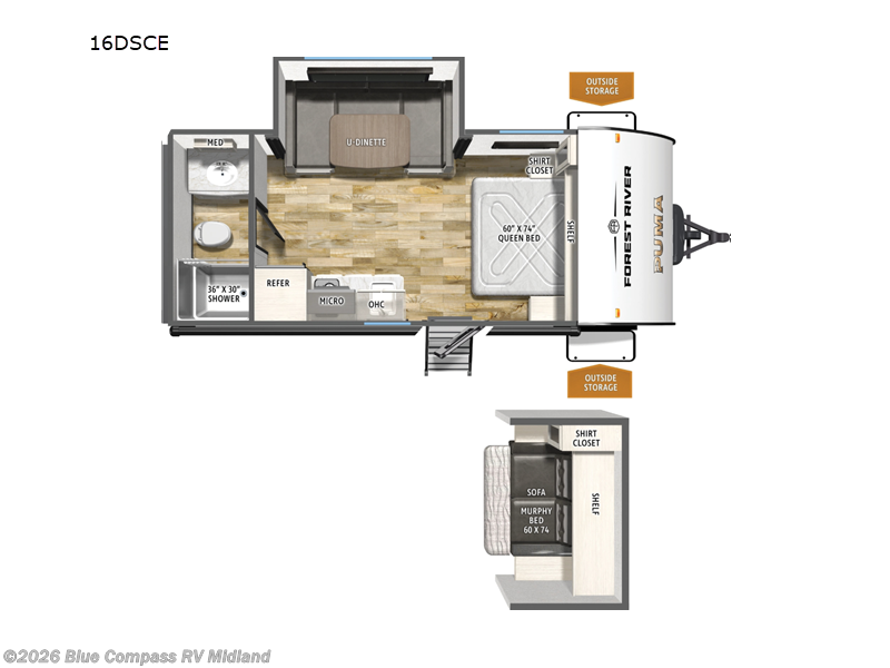 2026 Forest River Puma Camping Edition 16DSCE - New Travel Trailer For Sale by Blue Compass RV Midland in Midland, Michigan features Slideout