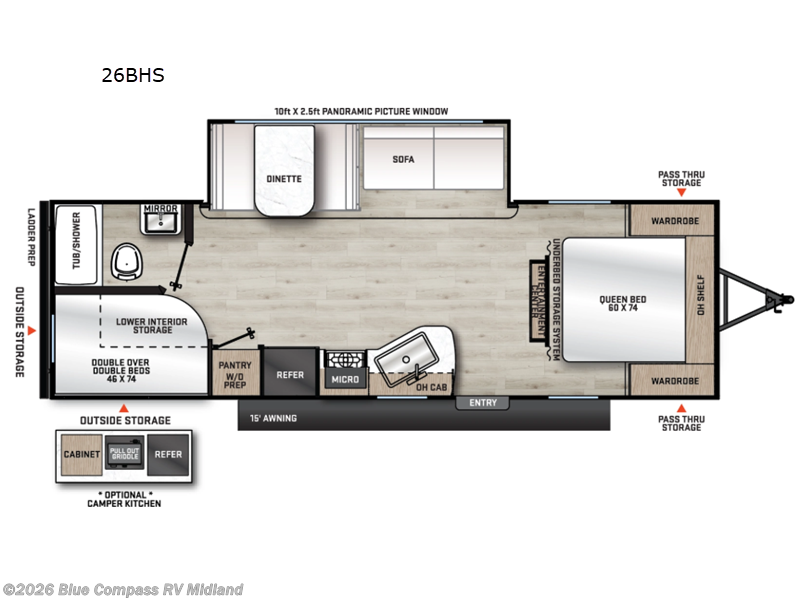 2026 Forest River Aurora Light 26BHS - New Travel Trailer For Sale by Blue Compass RV Midland in Midland, Michigan features Slideout
