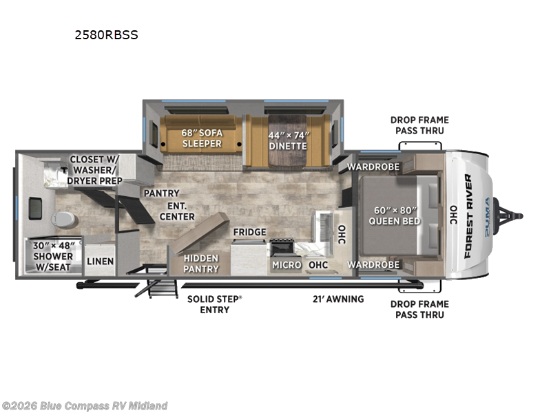 2026 Forest River Puma Tracks 2580RBSS - New Travel Trailer For Sale by Blue Compass RV Midland in Midland, Michigan features Slideout