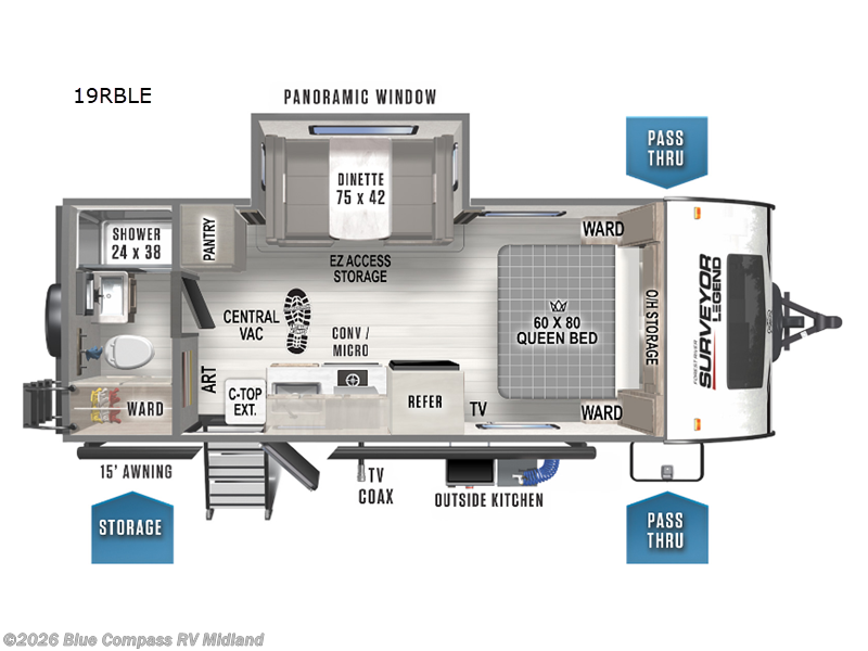 2023 Forest River Surveyor Legend 19RBLE - Used Travel Trailer For Sale by Blue Compass RV Midland in Midland, Michigan features Slideout