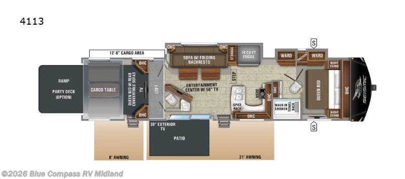 2019 Jayco Seismic 4113 - Used Toy Hauler For Sale by Blue Compass RV Midland in Midland, Michigan features Slideout