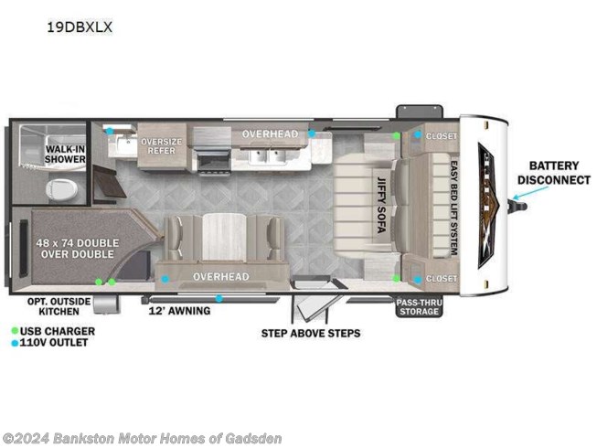 2024 Forest River Wildwood X-Lite 19DBXLX - New Travel Trailer For Sale by Bankston Motor Homes of Gadsden in Attalla, Alabama
