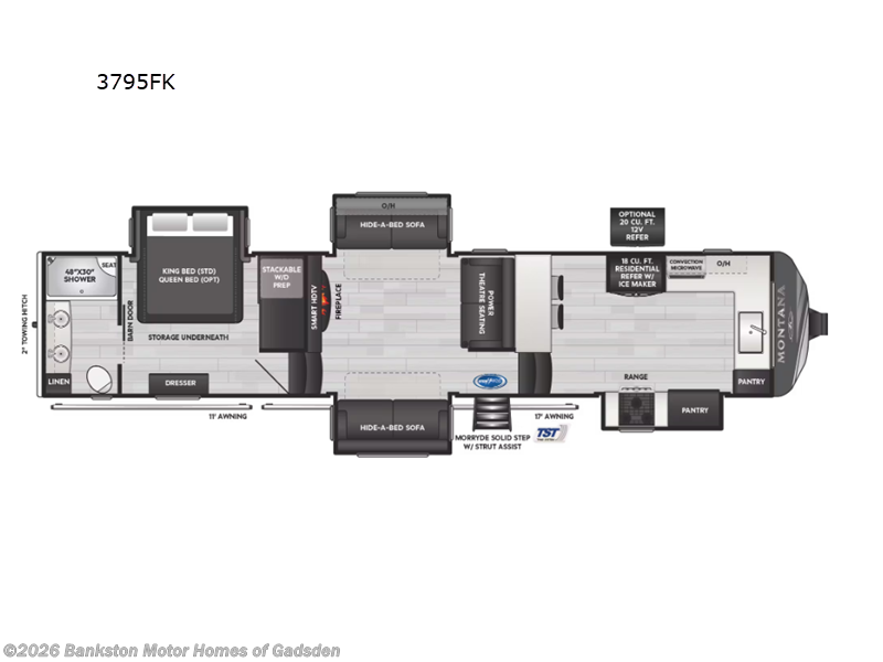 2025 Keystone Montana 3795FK - New Fifth Wheel For Sale by Bankston Motor Homes of Gadsden in Attalla, Alabama features Slideout
