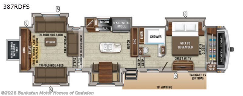 2020 Jayco North Point 387RDFS - Used Fifth Wheel For Sale by Bankston Motor Homes of Gadsden in Attalla, Alabama features Slideout