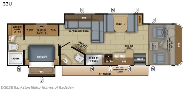 2018 Jayco Precept 33U - Used Class A For Sale by Bankston Motor Homes of Gadsden in Attalla, Alabama features Slideout
