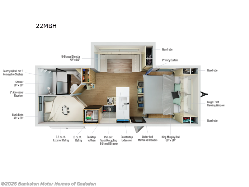 2026 Winnebago Thrive 22MBH - New Travel Trailer For Sale by Bankston Motor Homes of Gadsden in Attalla, Alabama features Slideout