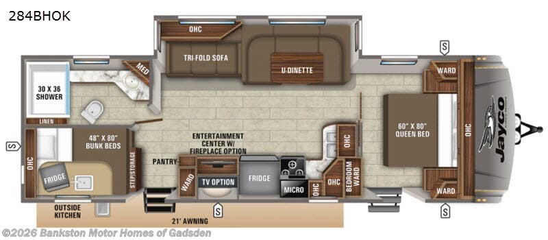 2020 Jayco Eagle HT 284BHOK - Used Travel Trailer For Sale by Bankston Motor Homes of Gadsden in Attalla, Alabama features Slideout