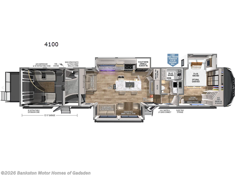 2026 Brinkley RV Model G 4100 - New Toy Hauler For Sale by Bankston Motor Homes of Gadsden in Attalla, Alabama features Slideout