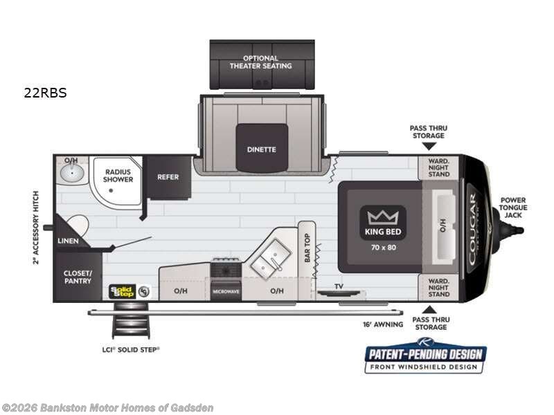 2022 Keystone Cougar Half-Ton 22RBS - Used Travel Trailer For Sale by Bankston Motor Homes of Gadsden in Attalla, Alabama features Slideout