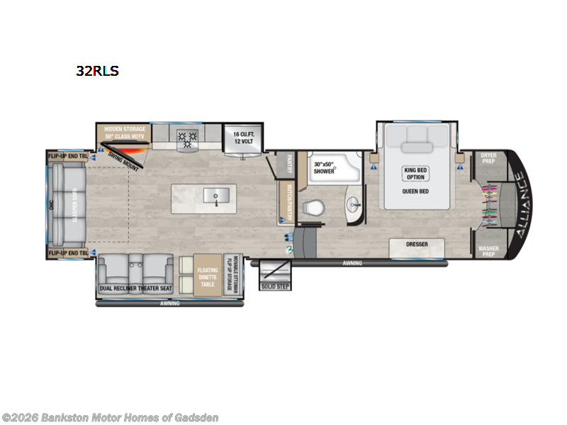 2022 Alliance RV Avenue 32RLS - Used Fifth Wheel For Sale by Bankston Motor Homes of Gadsden in Attalla, Alabama features Slideout