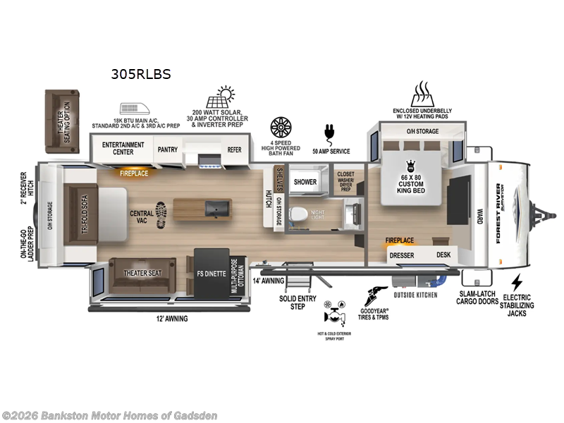 2026 Forest River Grand Surveyor 305RLBS - New Travel Trailer For Sale by Bankston Motor Homes of Gadsden in Attalla, Alabama features Slideout