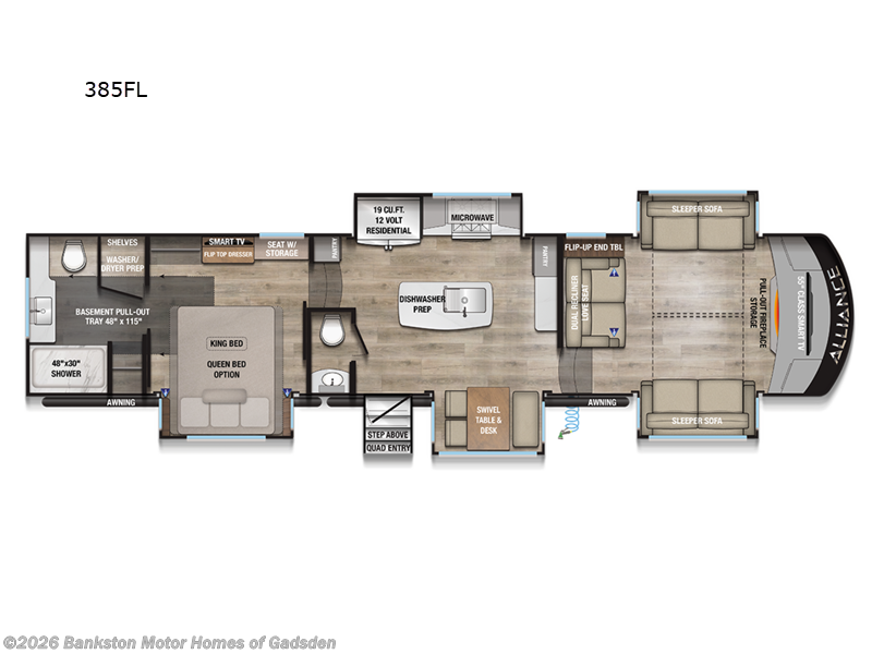 2026 Alliance RV Paradigm 385FL - New Fifth Wheel For Sale by Bankston Motor Homes of Gadsden in Attalla, Alabama features Slideout